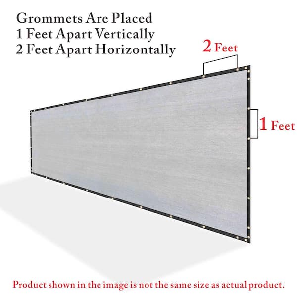 4 ft. x 25 ft. Grey Privacy Fence Screen Mesh Fabric Cover Windscreen with Reinforced Grommets for Garden Fence