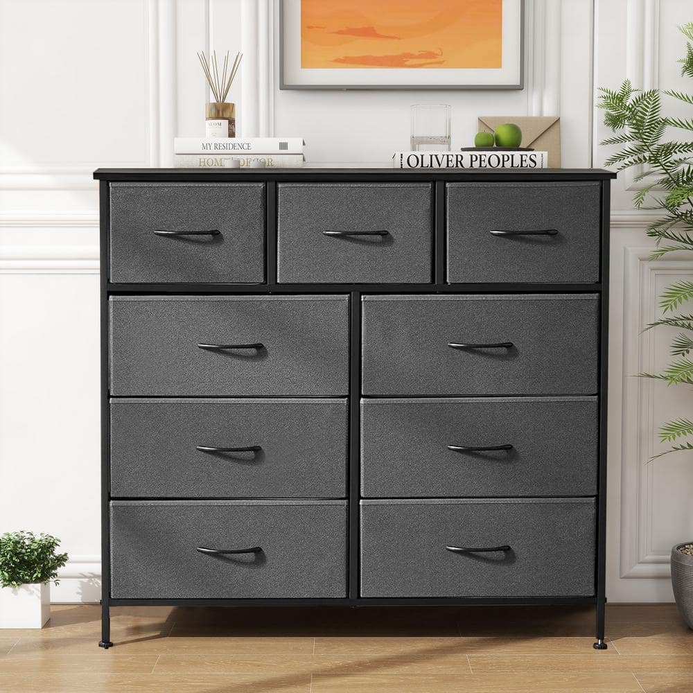 WONDER COMFORT Gray 9-Drawer 11.8 in. W Chest of Drawers Fabric