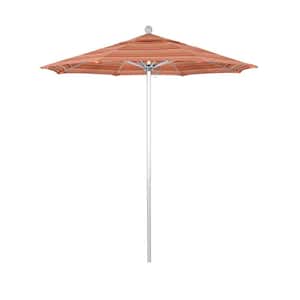 7.5 ft. Silver Aluminum Commercial Market Patio Umbrella with Fiberglass Ribs and Push Lift in Dolce Mango Sunbrella