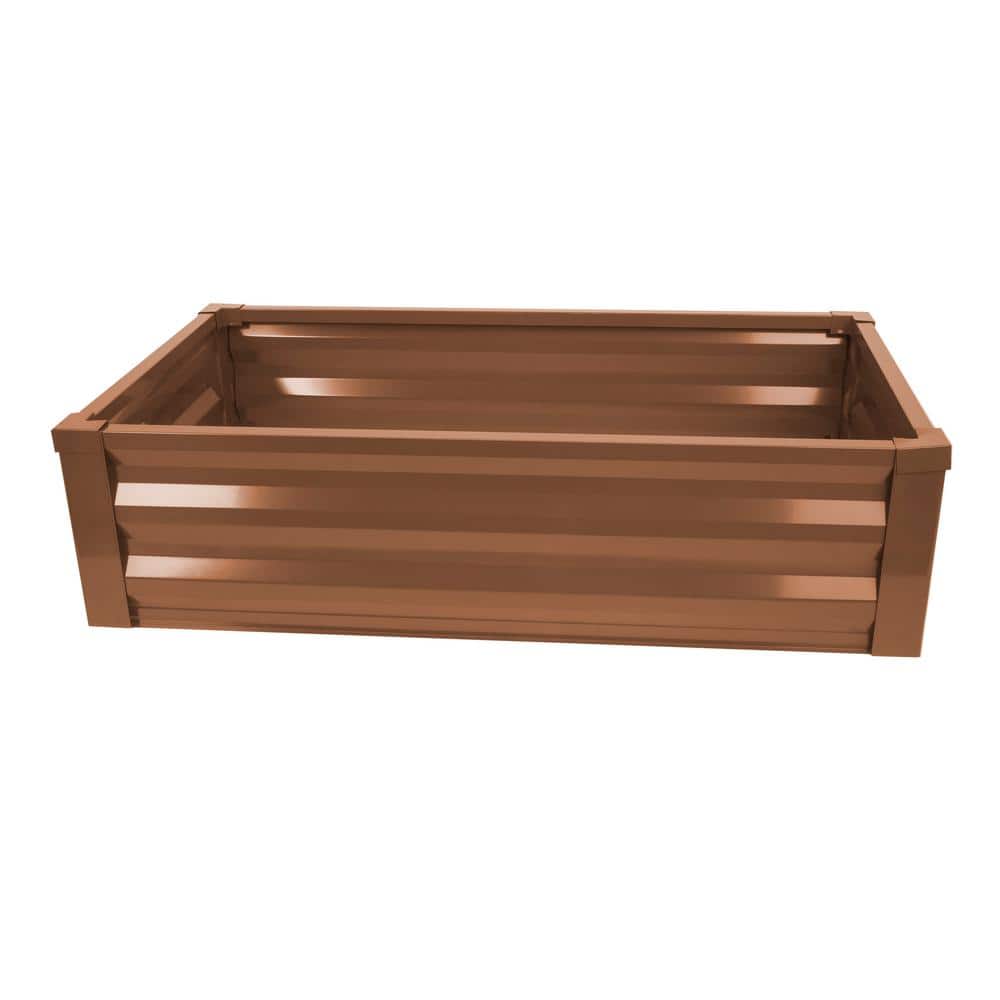 Brown Powder-Coated Metal Raised Garden Bed Planter 48" x 24"