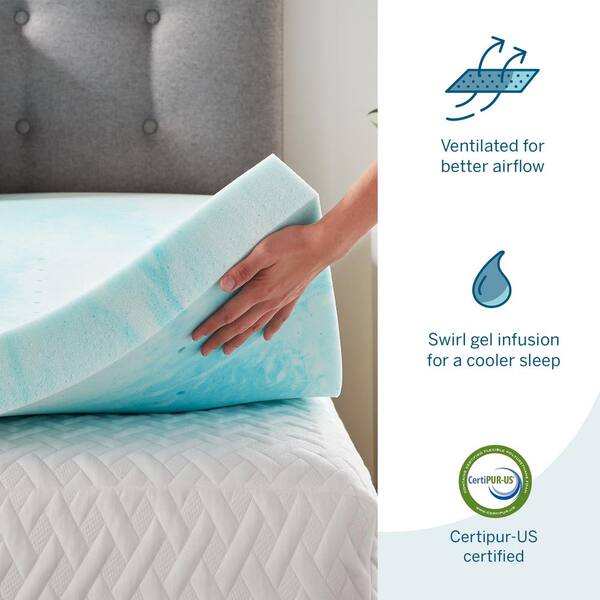 Lucid Comfort Collection 4 In Gel Swirl Twin Memory Foam Topper Lucc40tt30swgt The Home Depot