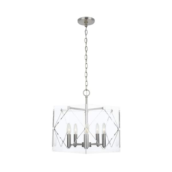 Home Decorators Collection Pentos 5-Light Brushed Nickel Acrylic Chandelier