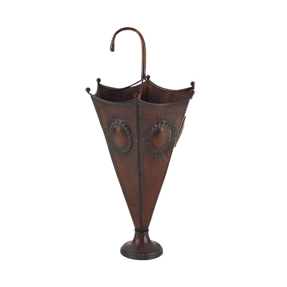 Antique Bronze Iron Umbrella Stand with Sculpted Base
