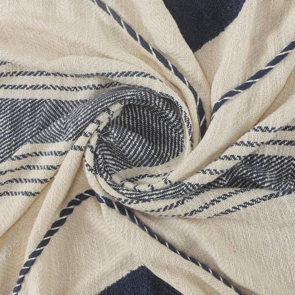 Coastal Edge Blue/White Geometric Diamond All Natural Cotton Throw