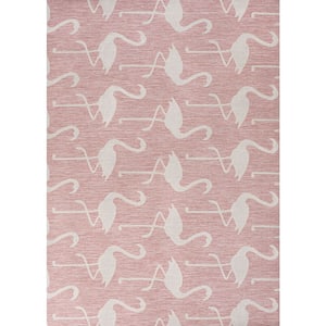JONATHAN Y Liana Casual Coastal Flamingos 2-Tone White/Navy 8 ft. x 10 ...