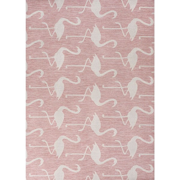 Liana Casual Coastal Flamingos 2-Tone Pink/Cream 8 ft. x 10 ft. Indoor/Outdoor Area Rug