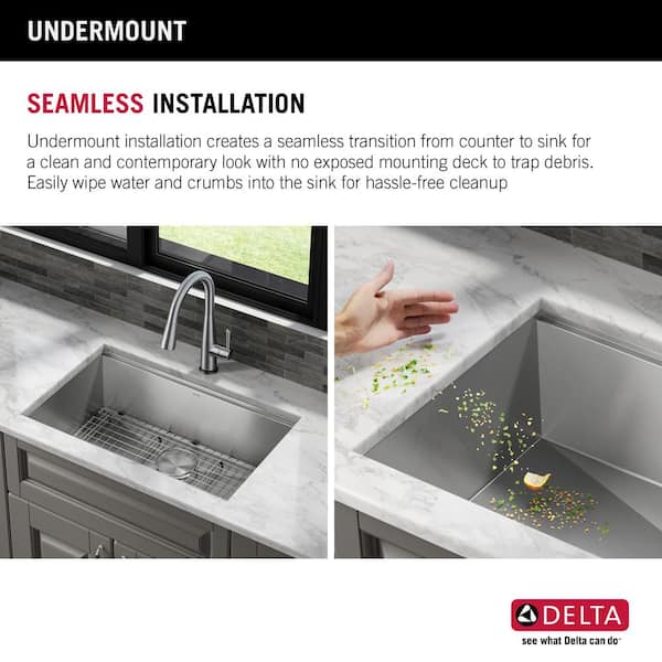 Delta Rivet Undermount 30-in x 19-in Stainless Steel Single Bowl