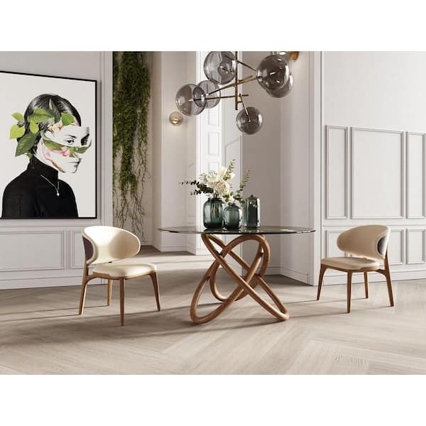 Mason Clear Round Glass 54 in. Cross Legs Dining Table Seats 4
