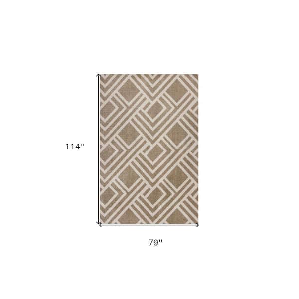Beige, Ivory 7 ft. x 10 ft. Woven Polypropylene Rectangle Indoor/Outdoor Area Rug