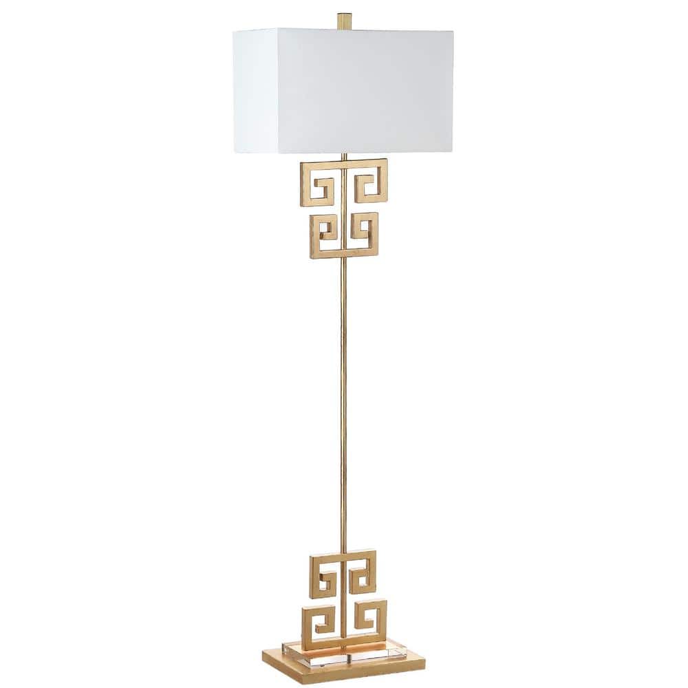 SAFAVIEH Sauna 62 in. Geometric Gold Floor Lamp with Off-White Shade  LIT4515A The Home Depot