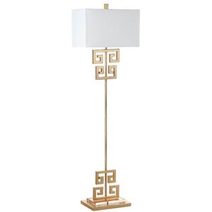 Sauna 62 in. Geometric Gold Floor Lamp with Off-White Shade