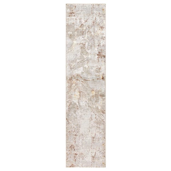 TOWN & COUNTRY LIVING Luxe Opaline Bold Marble Taupe 2 ft. x 7 ft ...