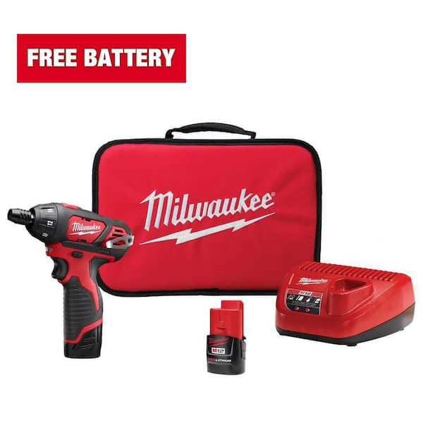 M12 12V Lithium-Ion Cordless 1/4 in. Hex Screwdriver Kit with Two 1.5Ah Batteries, Charger and Tool Bag