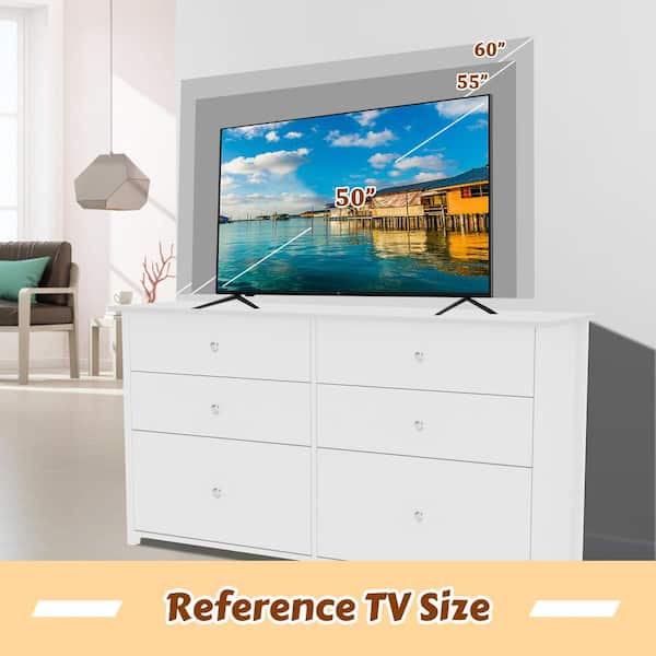 6-Drawer White Chest of Drawers Dressers with 2 Oversized Drawers 32.4 in. H x 56 in. W x 15.8 in. L