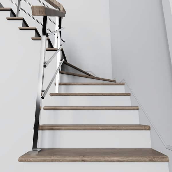 Vintage Pewter 43.18 mm T x 48 in. L x 12.2 in. W Vinyl Stair Tread, Riser and Return Kit (Set of 2)