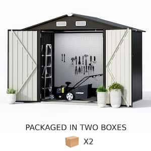 8 ft. W x 6 ft. D Black Metal Storage Shed with Floor Frame, Lockable Door and Vents for Tool, Garden, Bike (40 sq. ft.)