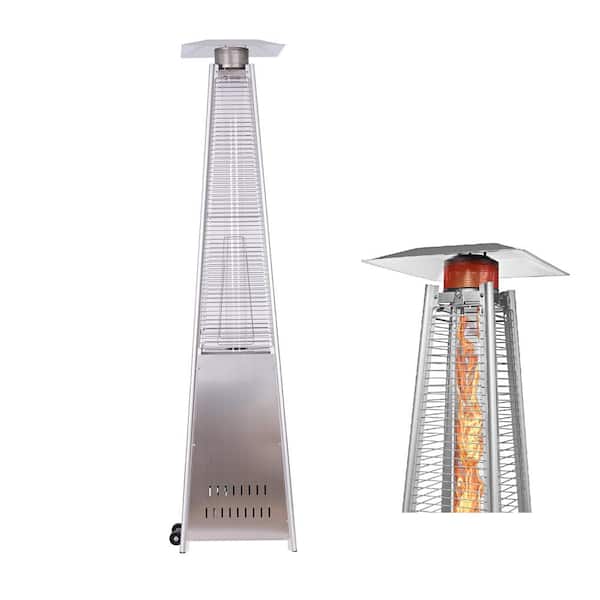 itapo 46,000 BTU Stainless Steel Outdoor Pyramid Propane Space Patio Heater with Wheels