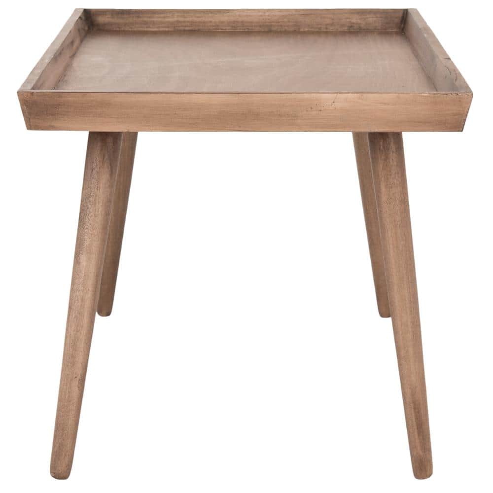 Transitional Desert Brown Pine Wood Rectangular Coffee Table with Tray