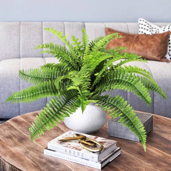 LIVING LUXURY 20 in. Artificial Boston Fern Leaf Stem Plant