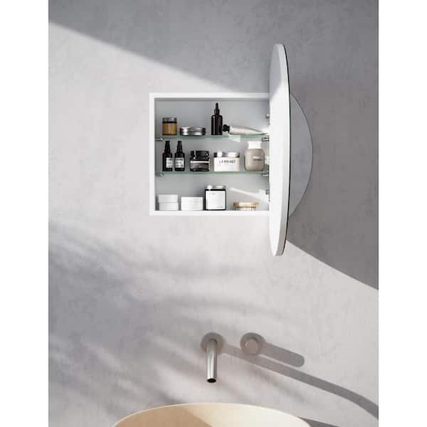 Glass Warehouse Orsa 24 in. W x 24 in. H x 4.75 in. D White Recessed Medicine Cabinet with Mirror