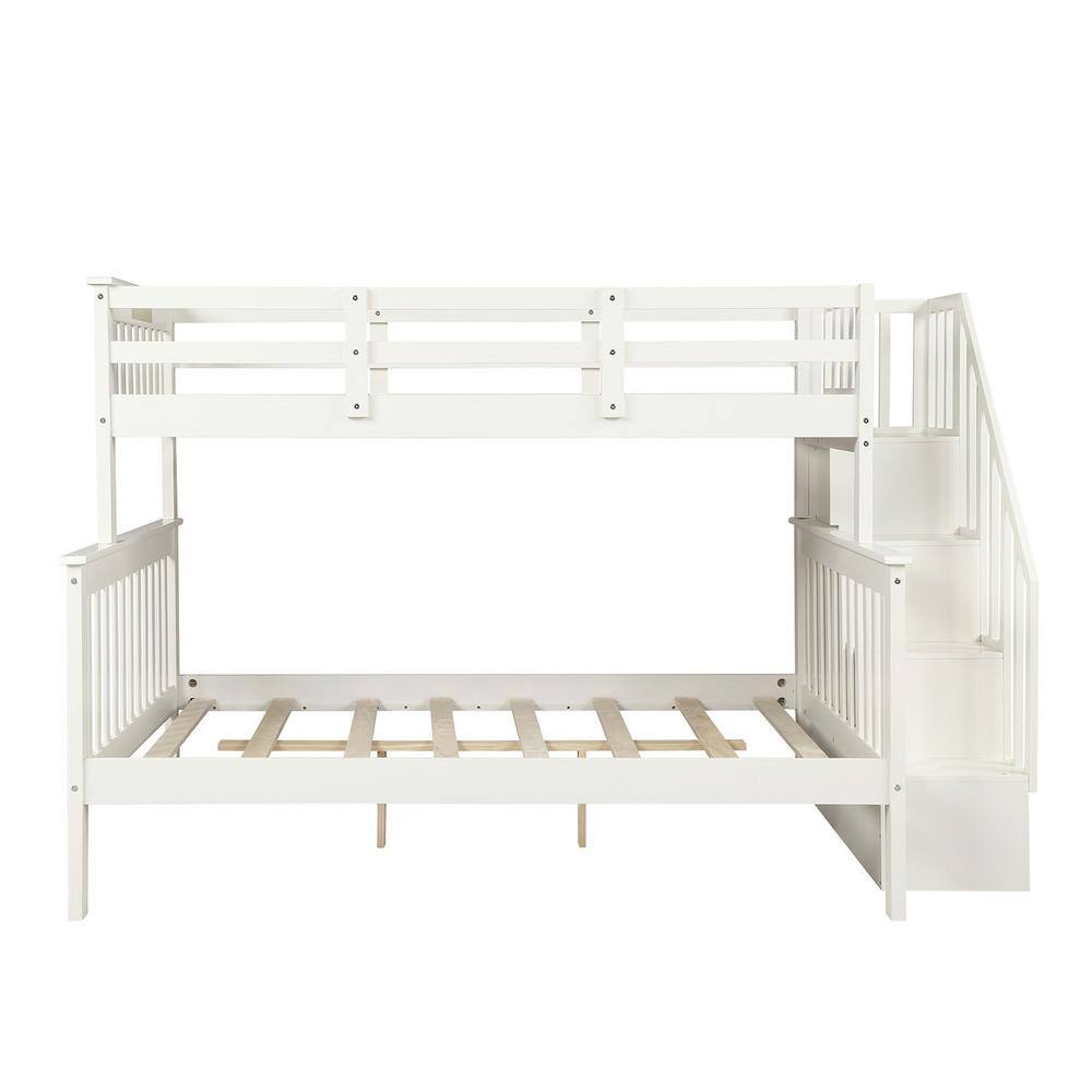 Qualler Pattinson White Twin-Over-Full Separable Bunk Bed with Storage ...