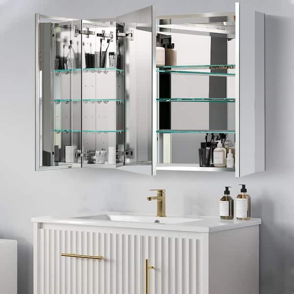 40 in. W x 30 in. H Rectangular Aluminum Medicine Cabinet with Mirror Blum Hinges