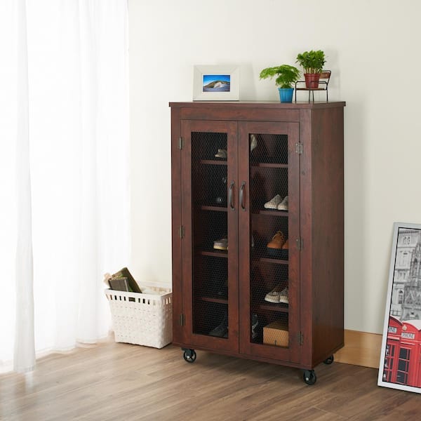 52.2 in. H x 31.5 in. W Brown Particle Board Shoe Storage Cabinet