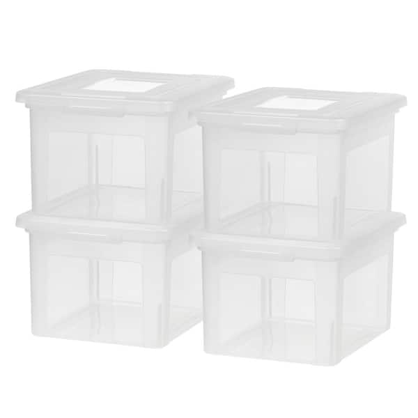 IRIS 35 Qt. Dual Purpose Letter and Legal-Size File Storage Box in Clear (4-Pack)