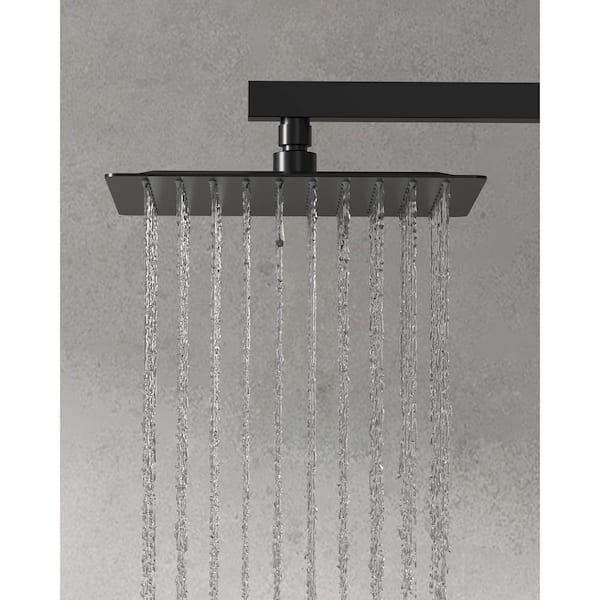 Pressure Balance 3-Spray Wall Mount 10 in. Fixed and Handheld Shower Head 2.5 GPM in Matte Black