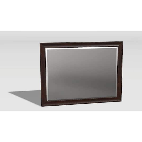 Medium Rectangle Brown Cherry Classic Mirror (33 in. H x 44 in. W)