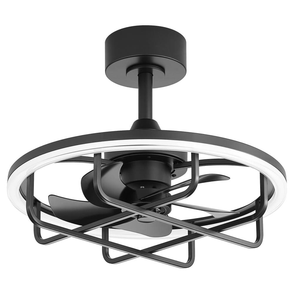 20 in. Black LED Caged Ceiling Fan with Light Dimmable 3-Color Temperature Downrod Mount Remote Control price history on PriceWatchPro