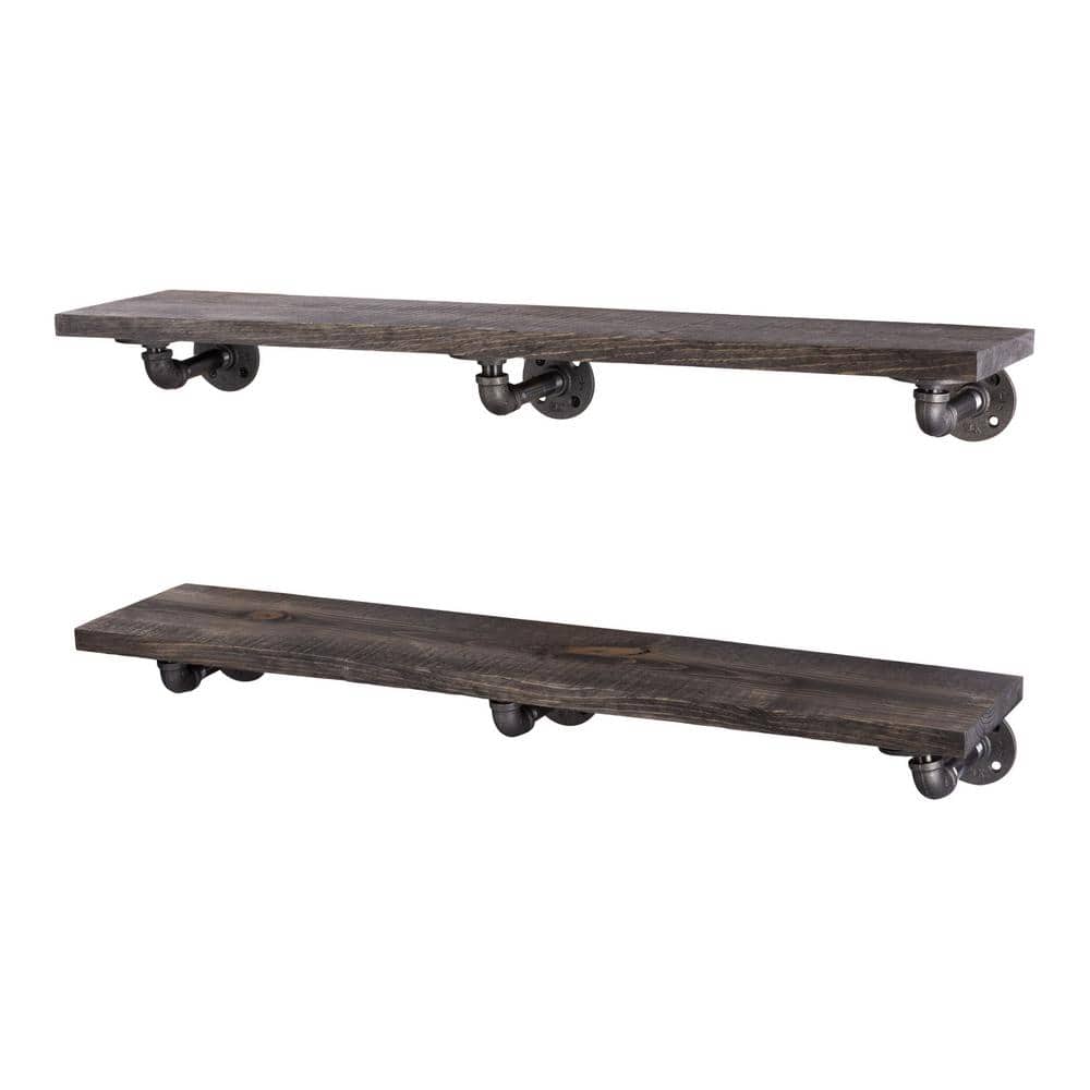 Black pipe wall shelves discount