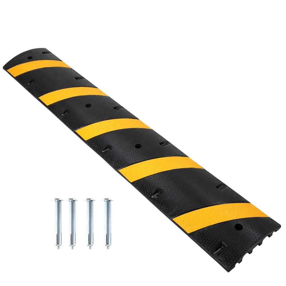 22000 lb Capacity Heavy-Duty Speed Bump,2 Cable Channels Cord Cover, Reflective Strip for for Asphalt,Concrete price history on PriceWatchPro