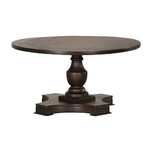Morello 35.75 in. Coffee Brown Round Wood Coffee Table with Pedestal Base