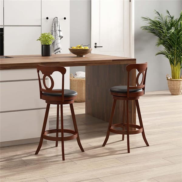 30 in. Bar Stools Swivel Bar Height Chairs with Footrest for Kitchen Pub (Set of 2)