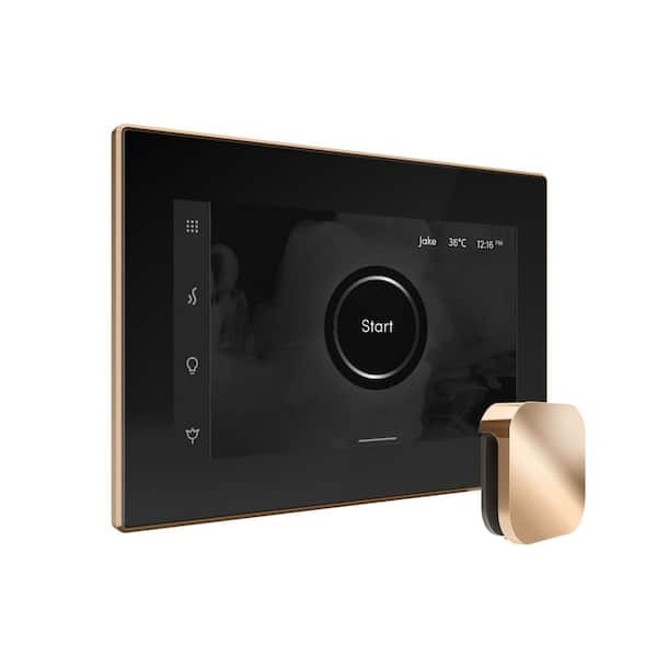 XButler Max Steam Shower Control Package with iSteamX Control and Steamhead in Black Polished Gold