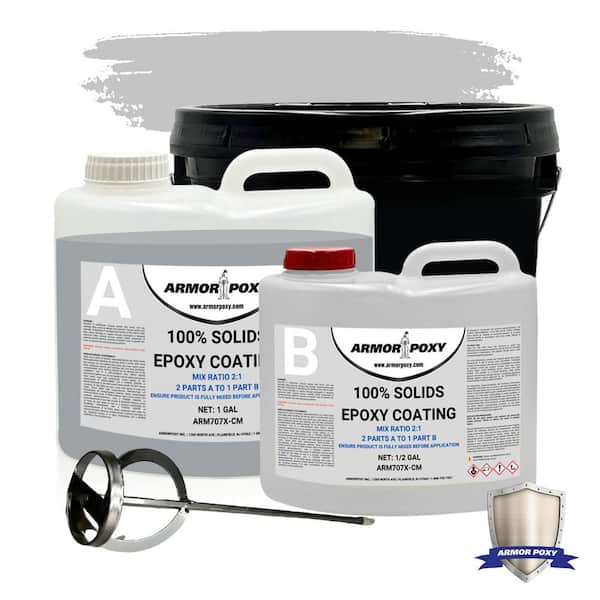 1.5 Gal.s Medium Gray Gloss 2 Part Epoxy Interior Concrete Basement & Garage Roller Squeegee Floor Coating Floor Paint