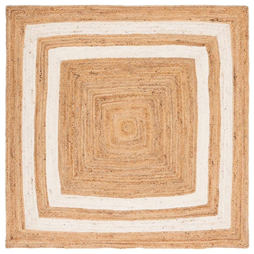 Ivory Flat Woven Handmade Cotton Square Rug