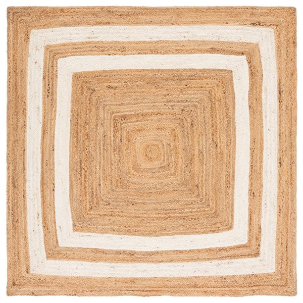 SAFAVIEH Natural Fiber Ivory/Beige 6 ft. x 6 ft. Ascending Woven Square Area Rug