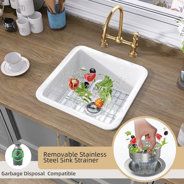 Zeafive Arco 18 in. White Bar Sink Drop-In / Undermount Dual Mount