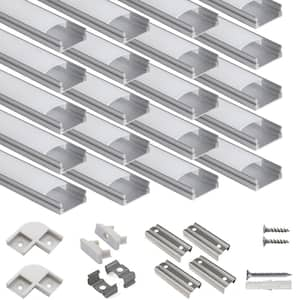 20-Pack 3.3 ft. U Shape LED Aluminum Channel System, Led Diffuser for LED Strip Light Installations