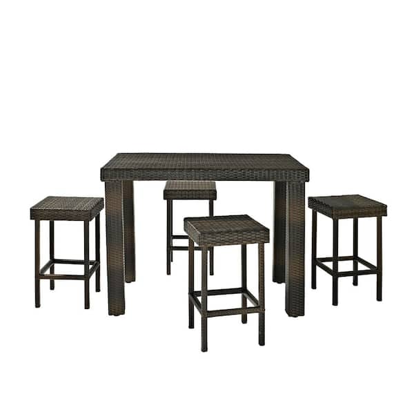 CROSLEY FURNITURE Palm Harbor 5-Piece Wicker Outdoor Bar Height Dining Set