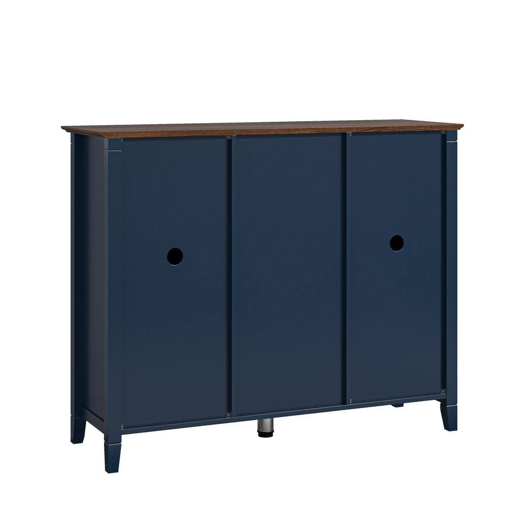 Navy Wood 48" Wine Cabinet with Drawers and Shelves