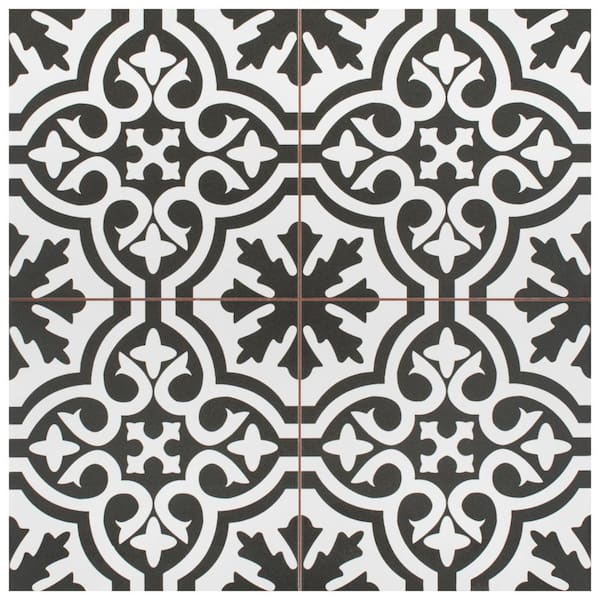Merola Tile Berkeley II Black 17-5/8 in. x 17-5/8 in. Ceramic Floor and Wall Tile (13.14 sq. ft./Case)