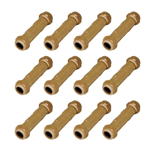 The Plumber's Choice Brass Compression Coupling Fitting, with Packing Nut,  1 in. Nominal Fitting x 5 in. Length (12 Pack) 2322LCR-12 - The Home Depot