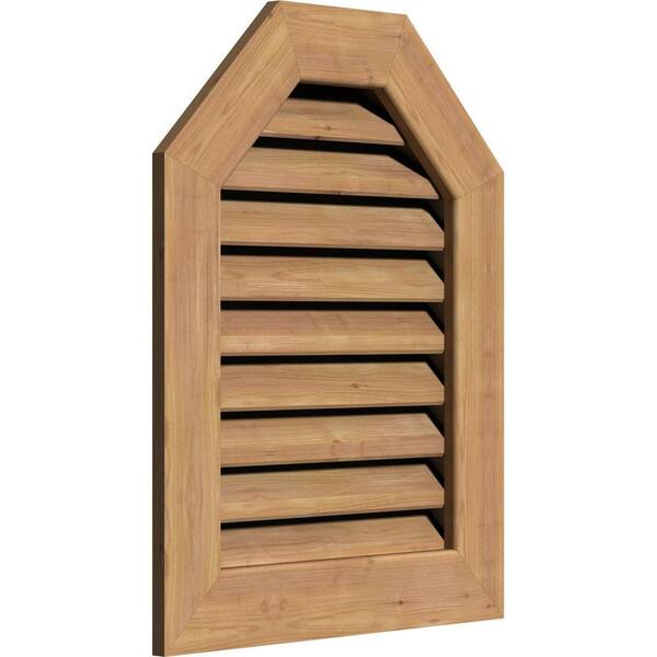 Ekena Millwork GVWVE18X2601SFUWR Unfinished Smooth Western Red Cedar 18 Width x 26 Height Vertical Gable Vent with 1 x 4 Flat Trim Frame Functional