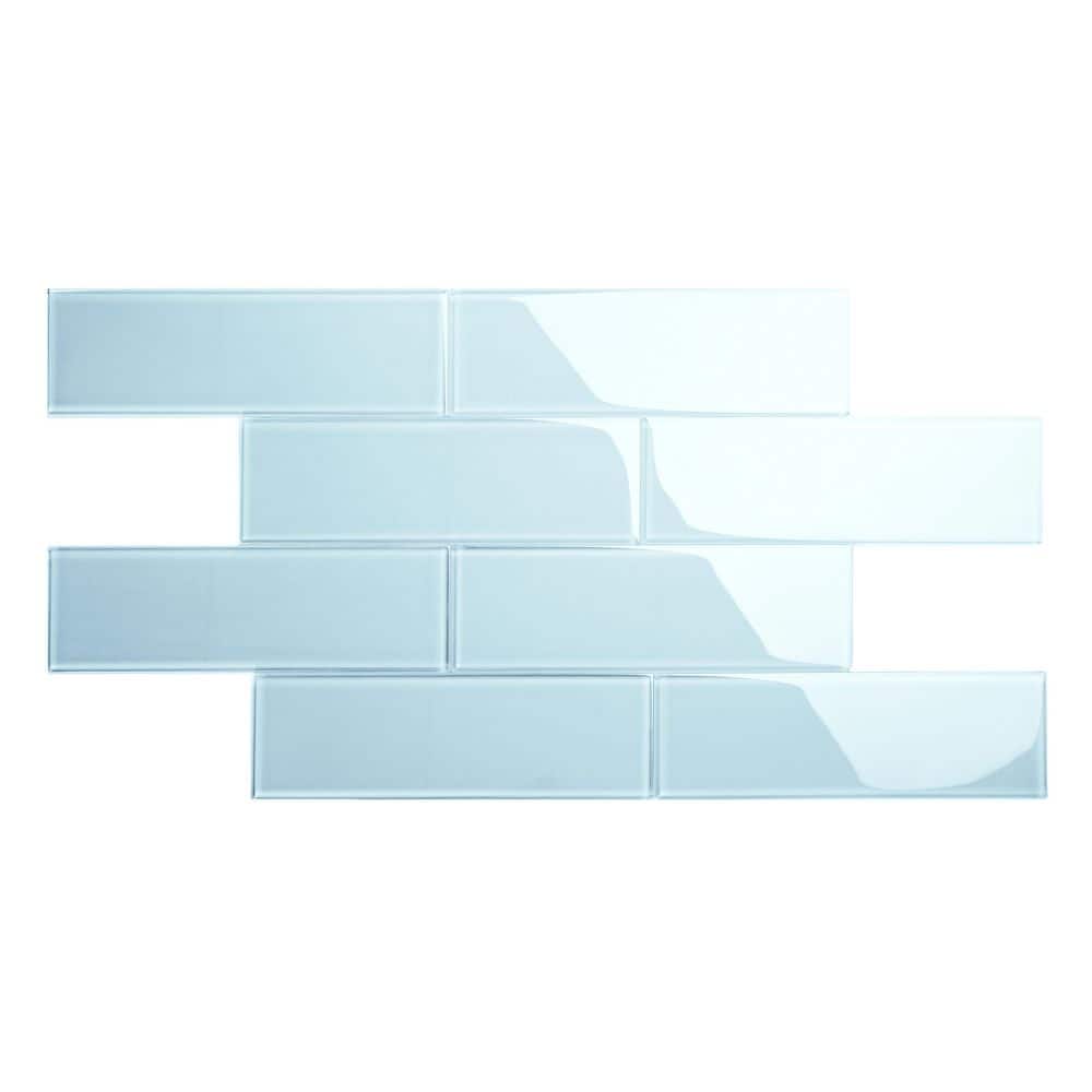 Morning Sky Blue 4 in. x 12 in. x 8mm Glass Subway Wall Tile (5 sq. ft./Case) price history on PriceWatchPro