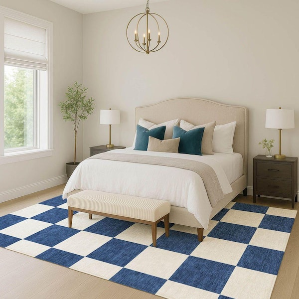 Chantille Machine Washable Indoor/Outdoor Abstract ACN2345 Navy 10 ft. x 14 ft. Area Rug