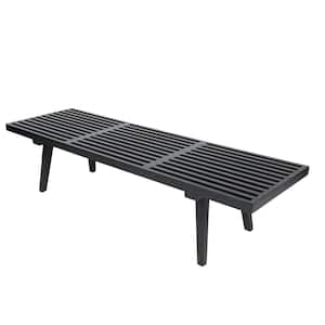 Inwood Platform Black Bench Backless with Solid Wood 60 in.