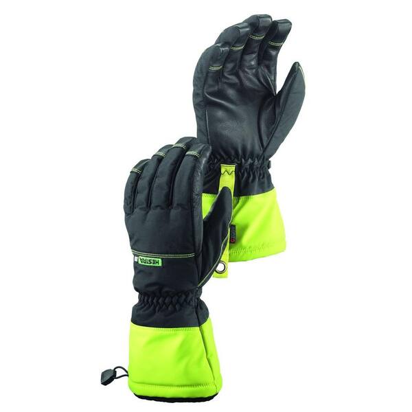 Hestra JOB Czone Pro Finger Size 9 Large Cold Weather Insulated Waterproof Glove in Black and High Vis Yellow